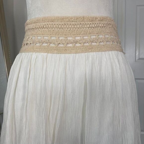 Papaya Vintage Deadstock Cream White Boho Lace Crochet Mini Skirt M - Picture 5 of 8